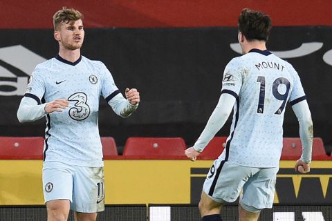 Chelsea's Mason Mount and Timo Werner caught on the camera celebrating.
